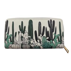 Cactus Print Zip Around Wallet Festival Clutch Southwestern Women Cute